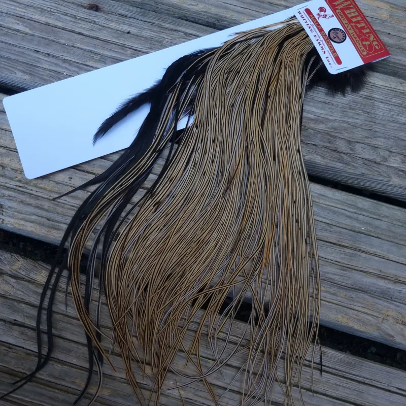 Whiting 1/2 BRONZE Grade Dry Fly Rooster Saddle in Golden Badger-1